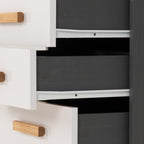 Cleveland 3 Drawer Bedside - White/Grey Metal Effect