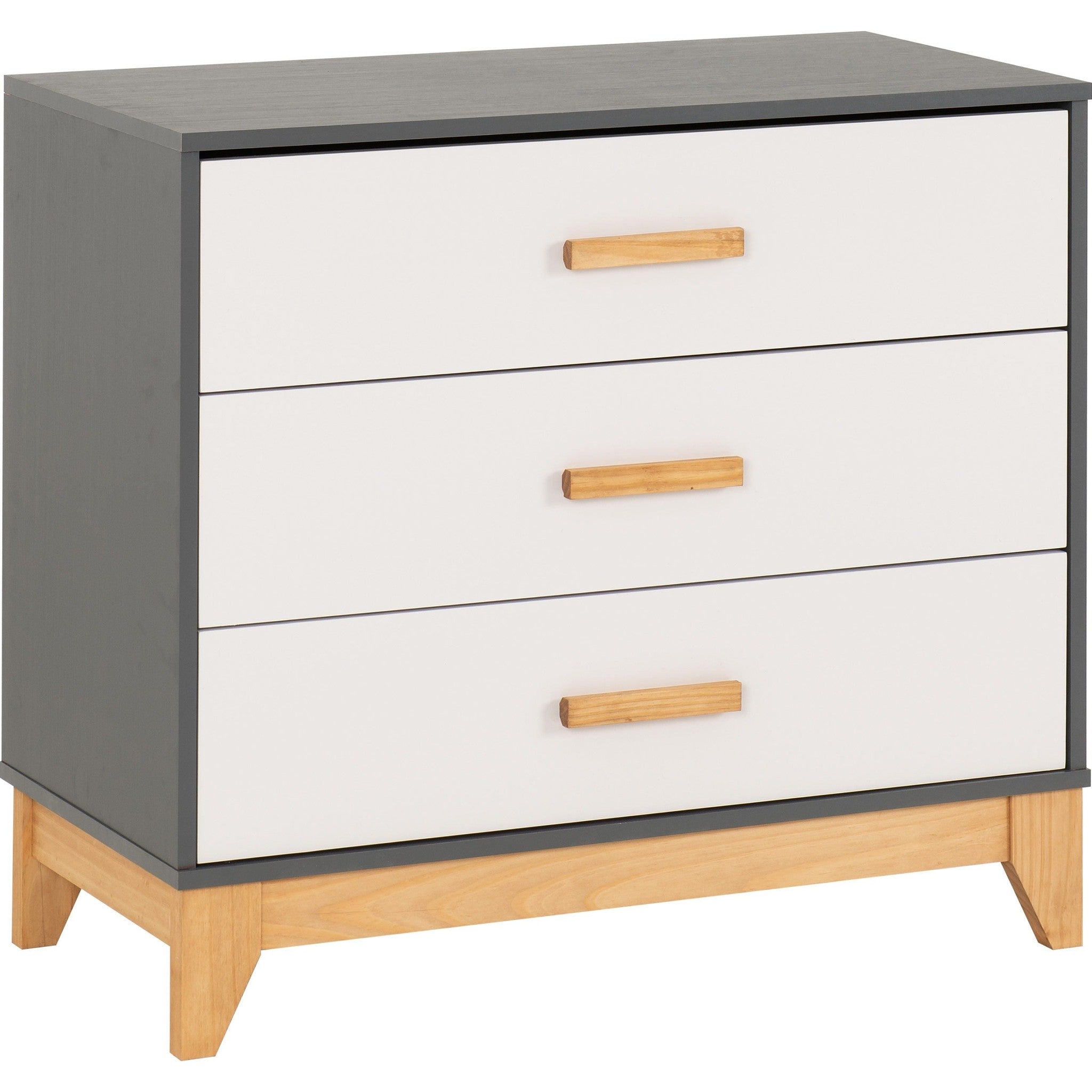 Cleveland 3 Drawer Chest - White/Grey Metal Effect