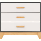 Cleveland 3 Drawer Chest - White/Grey Metal Effect