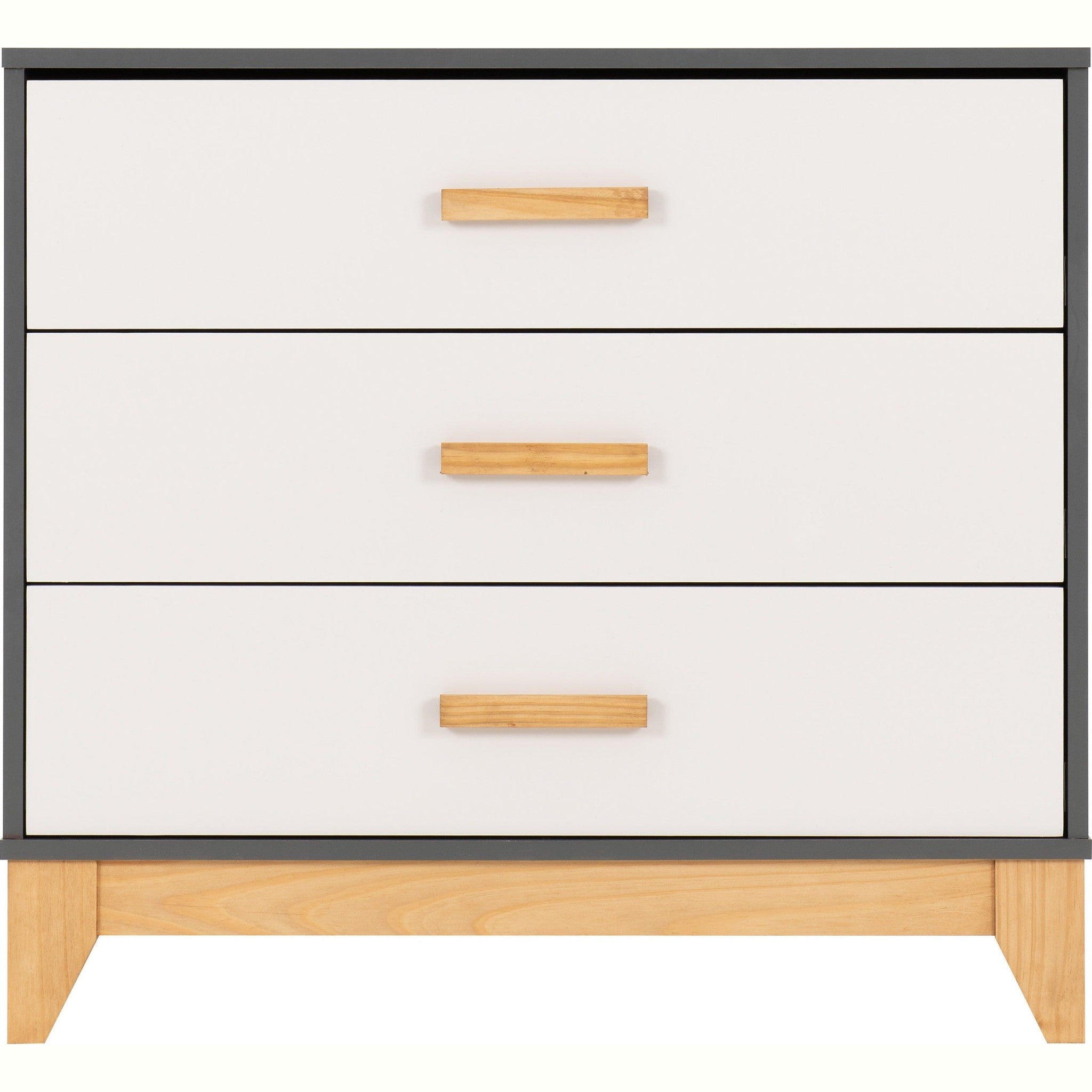 Cleveland 3 Drawer Chest - White/Grey Metal Effect