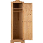 Corona 1 Door Wardrobe - Distressed Waxed Pine
