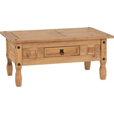 Corona 1 Drawer Coffee Table - Distressed Wax Pine