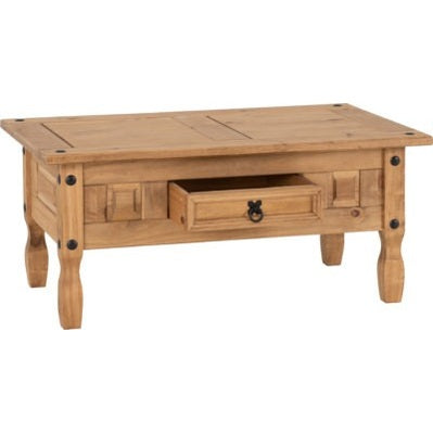 Corona 1 Drawer Coffee Table - Distressed Wax Pine