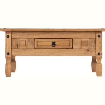 Corona 1 Drawer Coffee Table - Distressed Wax Pine