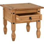 Corona 1 Drawer Lamp Table - Distressed Waxed Pine