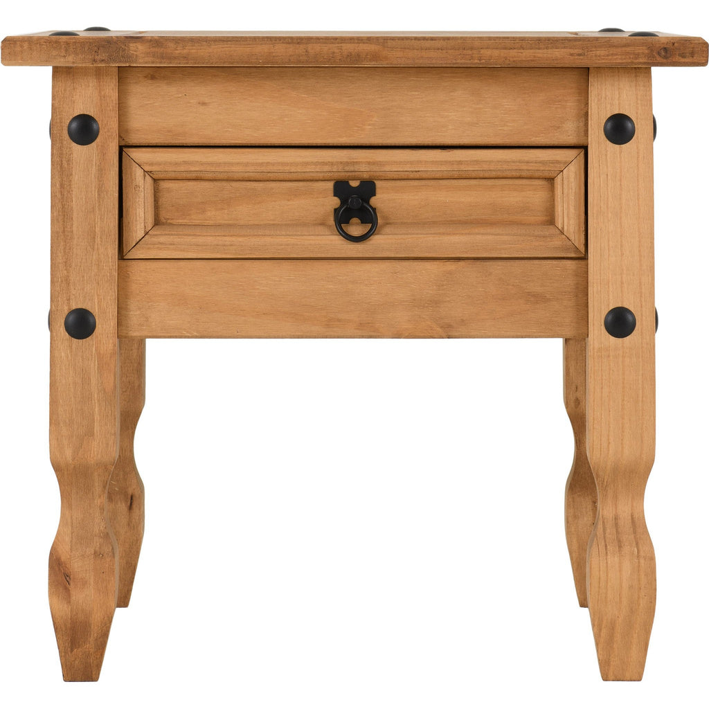 Corona 1 Drawer Lamp Table - Distressed Waxed Pine