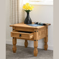 Corona 1 Drawer Lamp Table - Distressed Waxed Pine