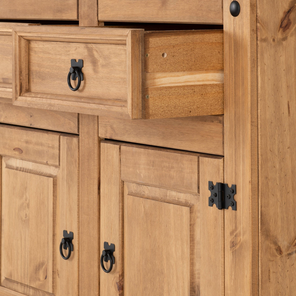 Corona 2 Door 2 Drawer Sideboard - Distressed Waxed Pine