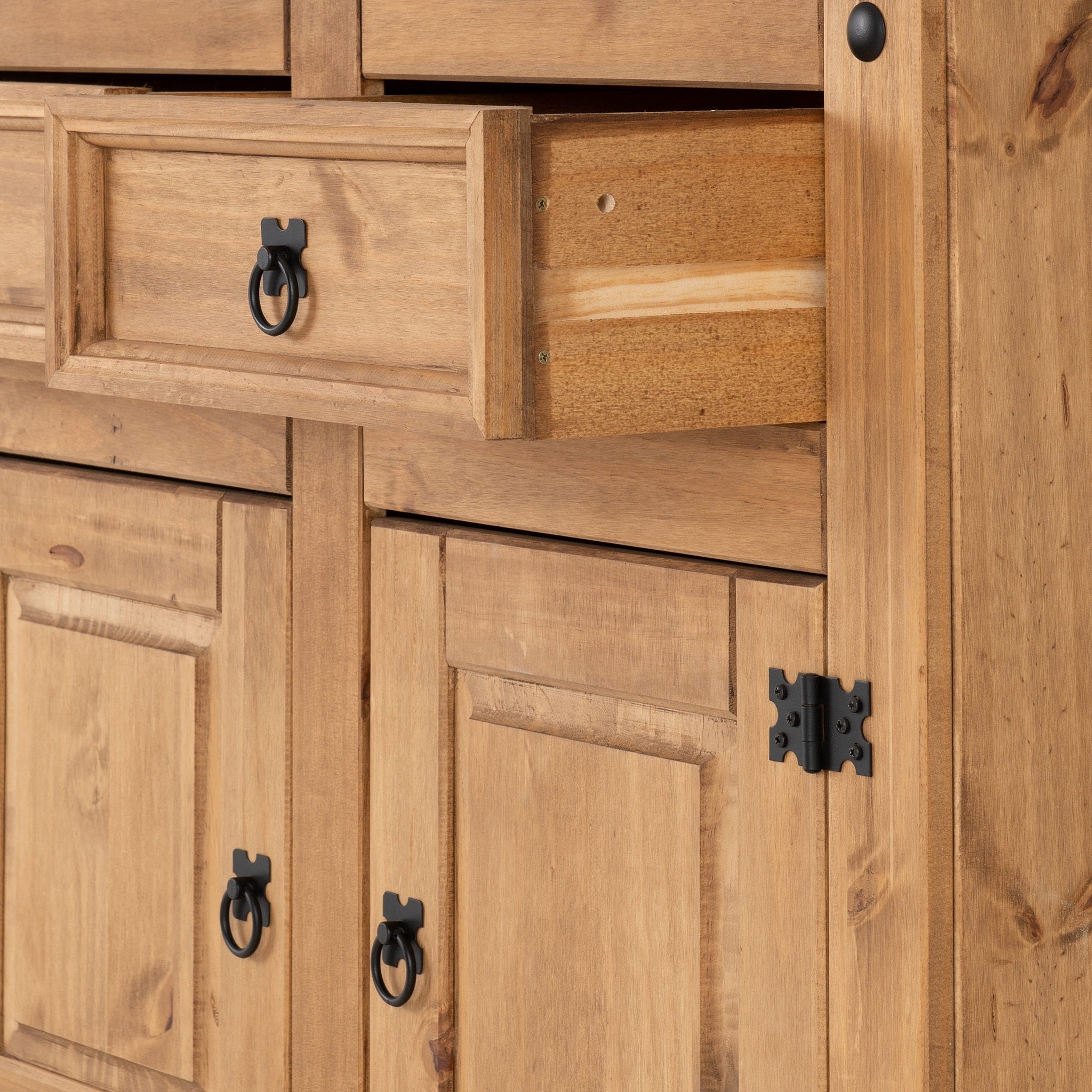 Corona 2 Door 2 Drawer Sideboard - Distressed Waxed Pine