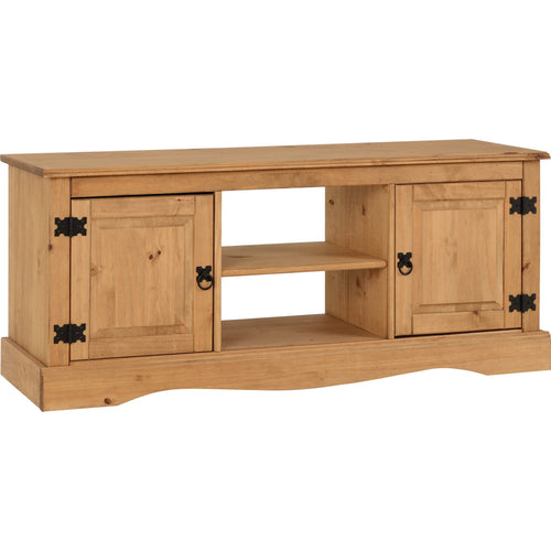 Corona 2 Door Flat Screen Tv Unit - Distressed Waxed Pine