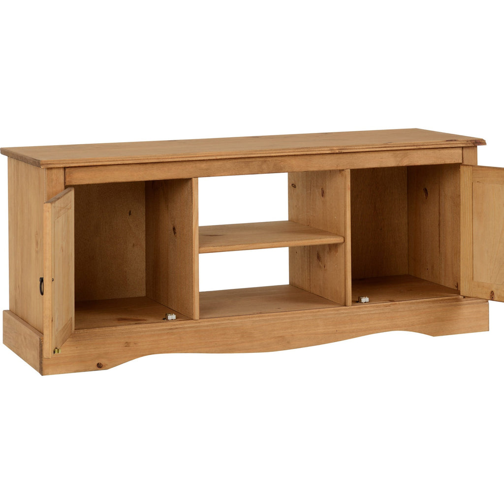 Corona 2 Door Flat Screen Tv Unit - Distressed Waxed Pine