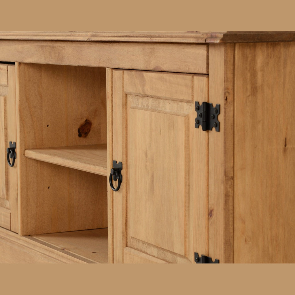 Corona 2 Door Flat Screen Tv Unit - Distressed Waxed Pine