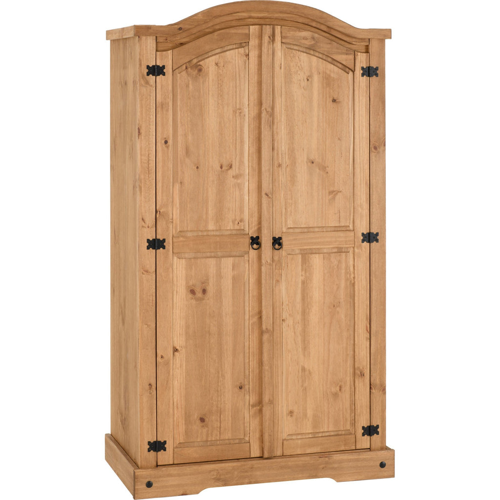 Corona 2 Door Wardrobe - Distressed Waxed Pine
