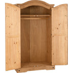Corona 2 Door Wardrobe - Distressed Waxed Pine