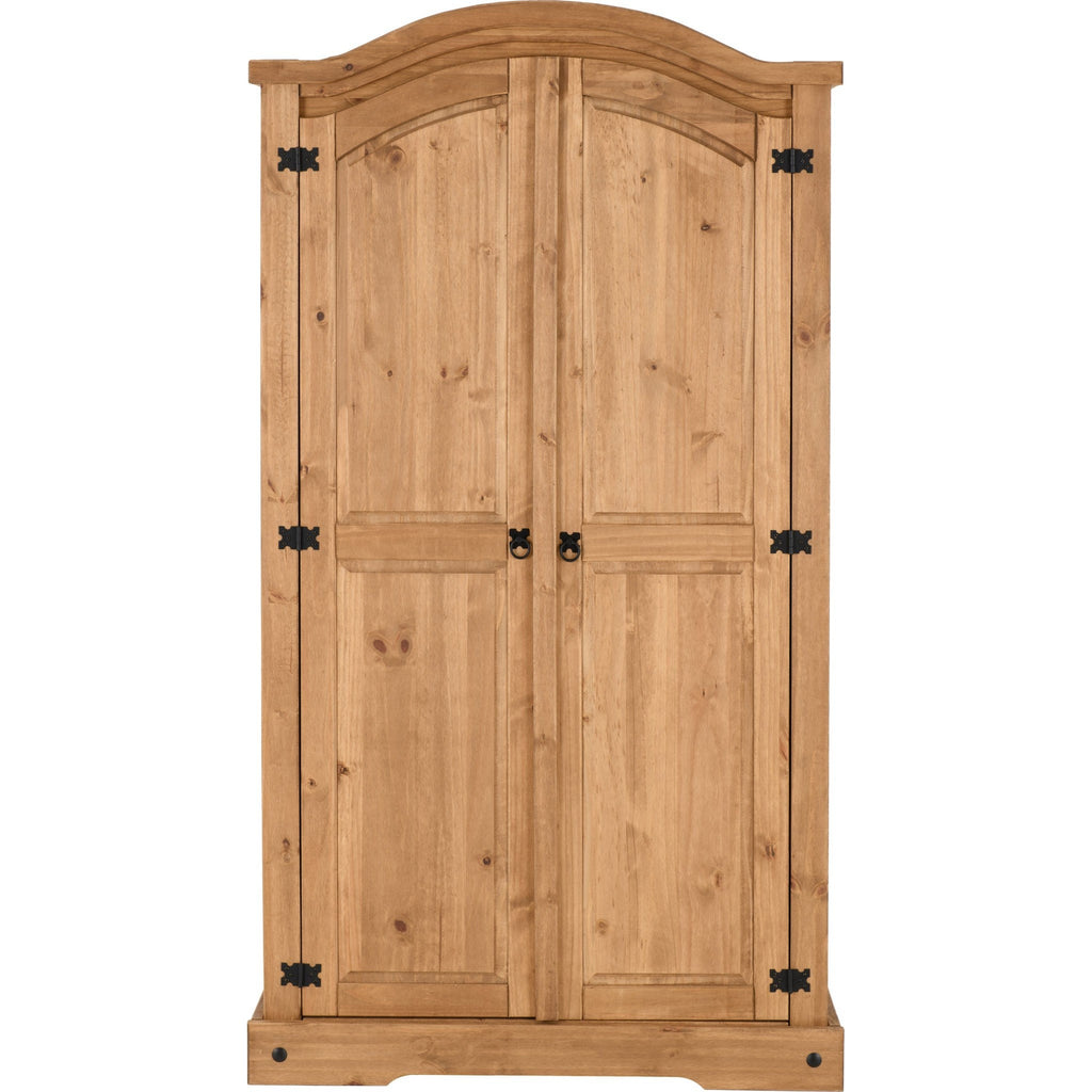 Corona 2 Door Wardrobe - Distressed Waxed Pine