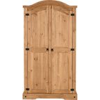 Corona 2 Door Wardrobe - Distressed Waxed Pine
