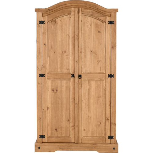 Corona 2 Door Wardrobe - Distressed Waxed Pine