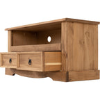 Corona 2 Drawer Flat Screen Tv Unit No Shelf - Distressed Waxed Pine