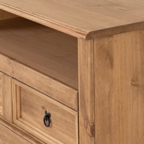 Corona 2 Drawer Flat Screen Tv Unit No Shelf - Distressed Waxed Pine