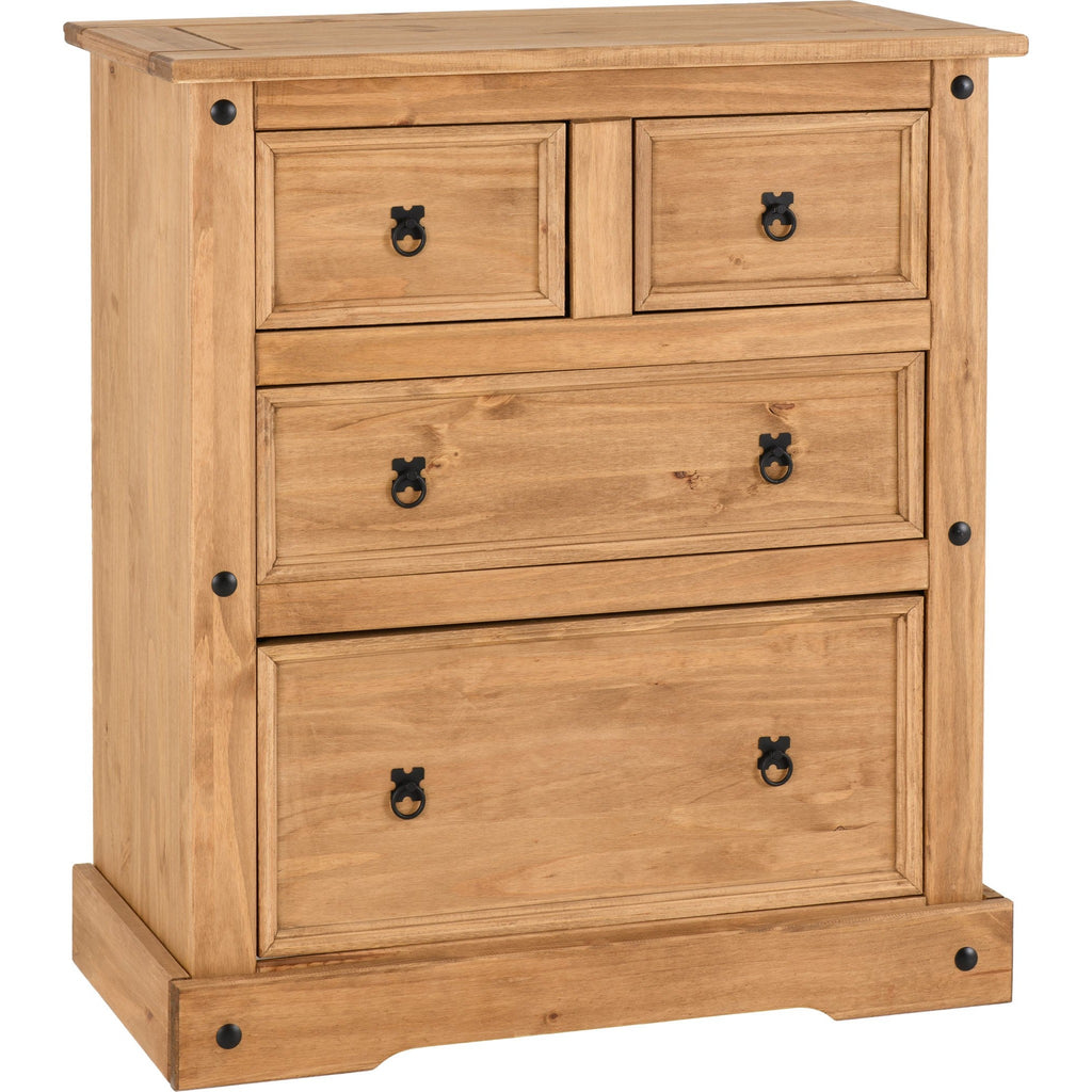 Corona 2+2 Drawer Chest - Distressed Waxed Pine
