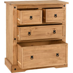 Corona 2+2 Drawer Chest - Distressed Waxed Pine