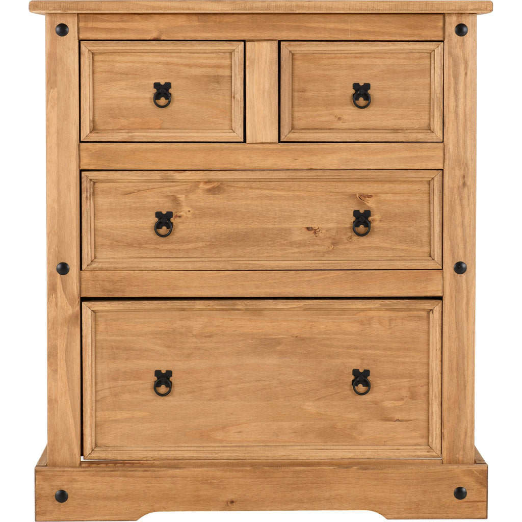 Corona 2+2 Drawer Chest - Distressed Waxed Pine