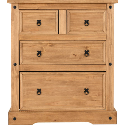 Corona 2+2 Drawer Chest - Distressed Waxed Pine