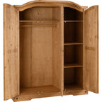 Corona 3 Door Wardrobe - Distressed Waxed Pine