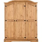 Corona 3 Door Wardrobe - Distressed Waxed Pine