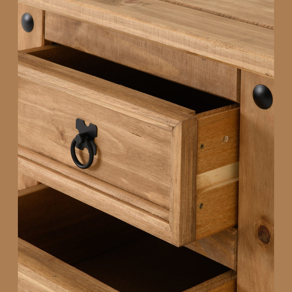 Corona 3 Drawer Bedside - Distressed Waxed Pine