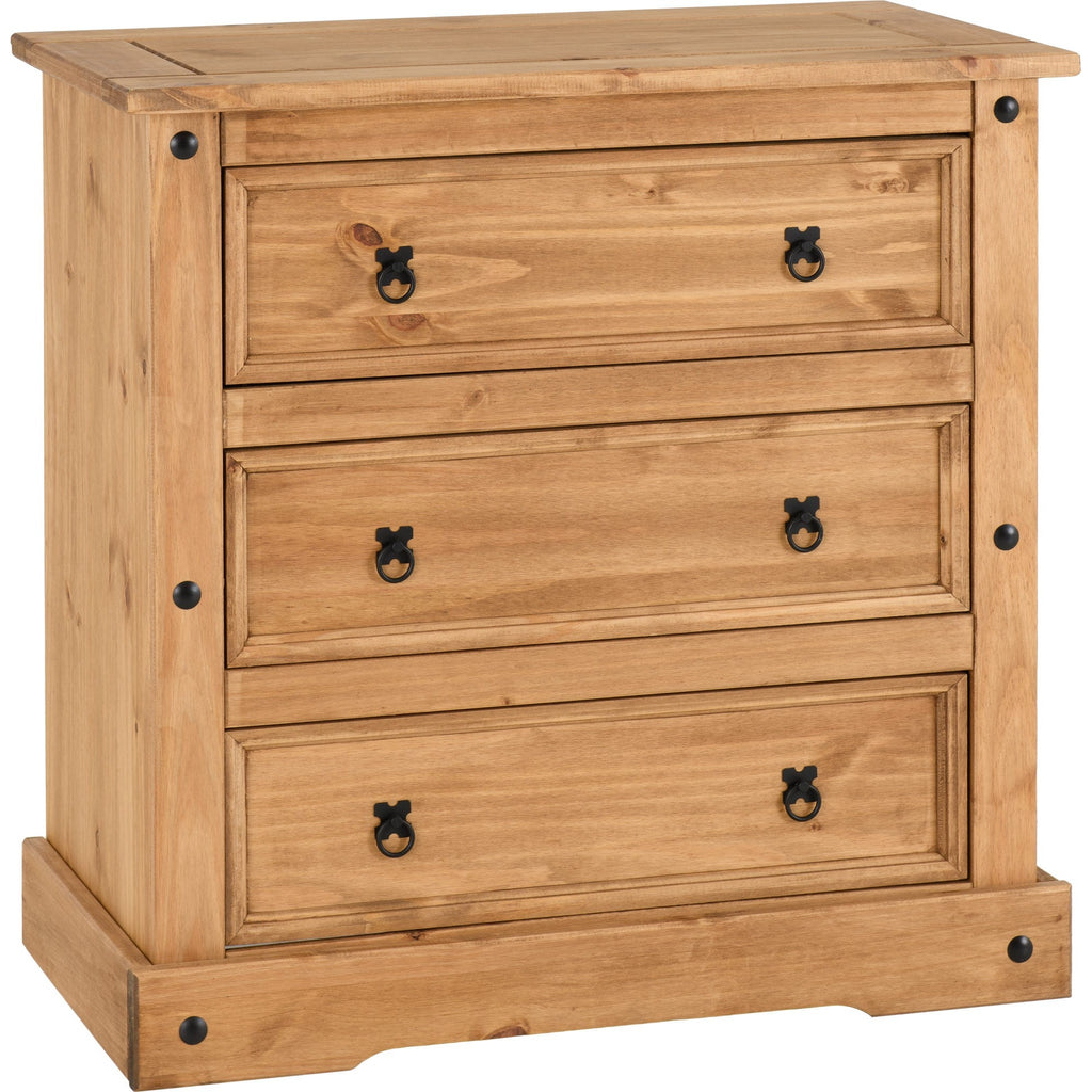 Corona 3 Drawer Chest - Distressed Waxed Pine