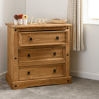 Corona 3 Drawer Chest - Distressed Waxed Pine
