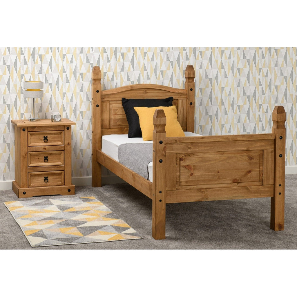 Corona 3' High End Bed - Distressed Waxed Pine
