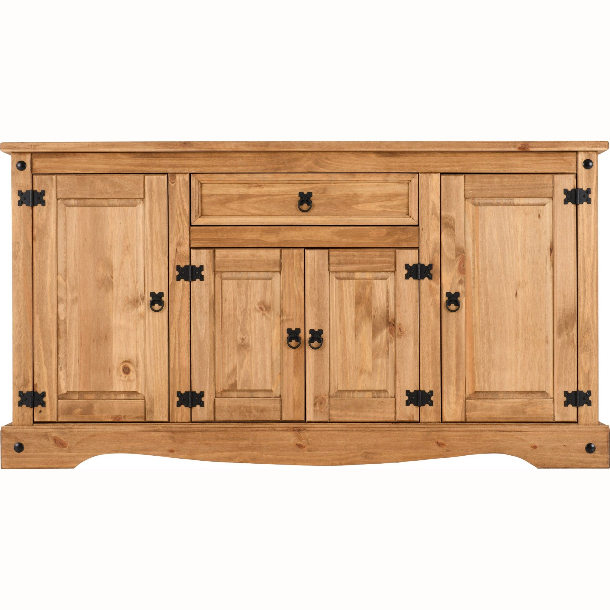 Corona 4 Door 1 Drawer Sideboard - Distressed Waxed Pine