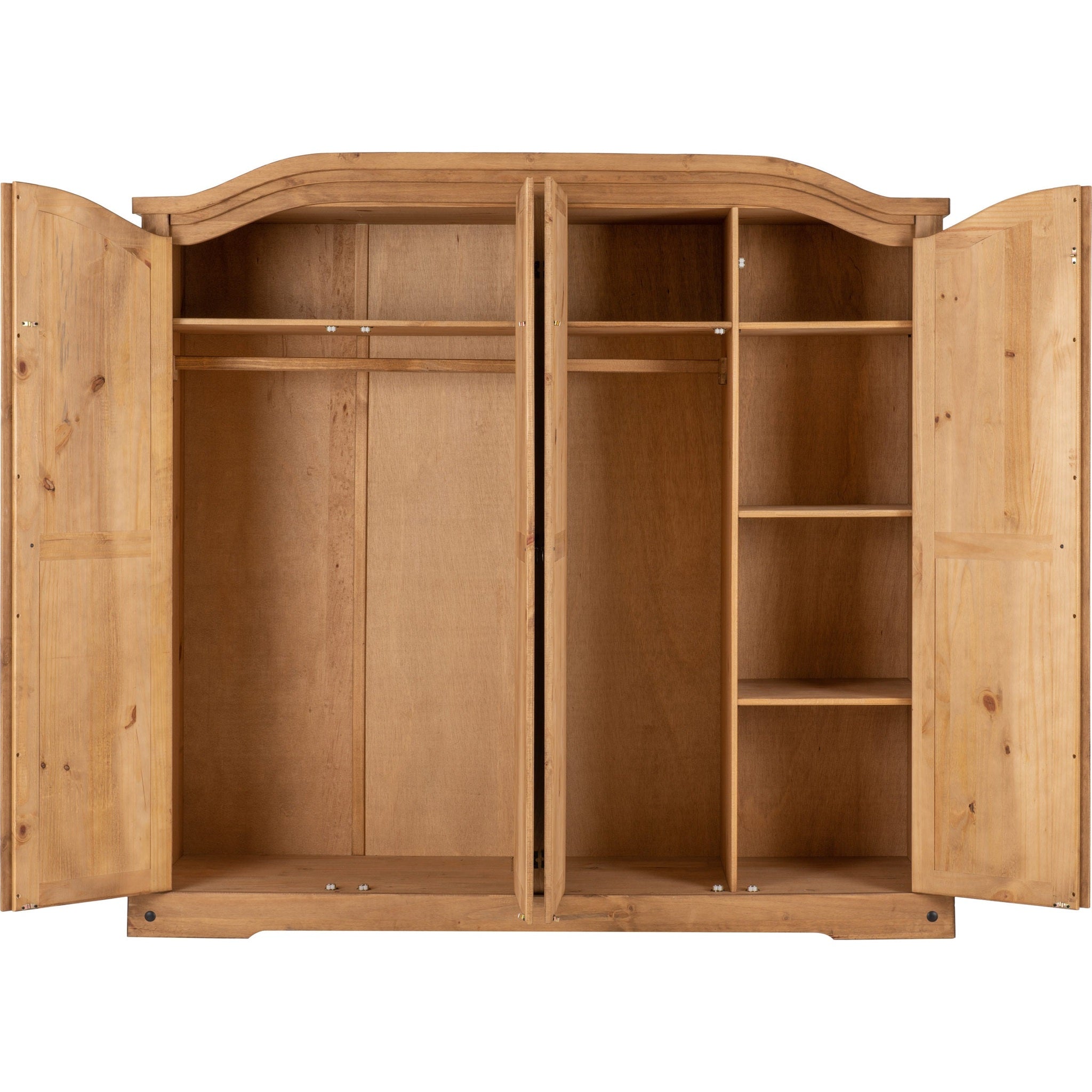 Corona 4 Door Wardrobe - Distressed Waxed Pine