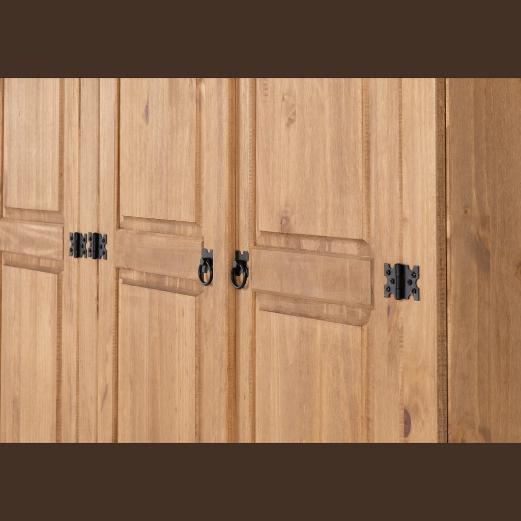 Corona 4 Door Wardrobe - Distressed Waxed Pine