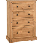 Corona 4 Drawer Chest - Distressed Waxed Pine