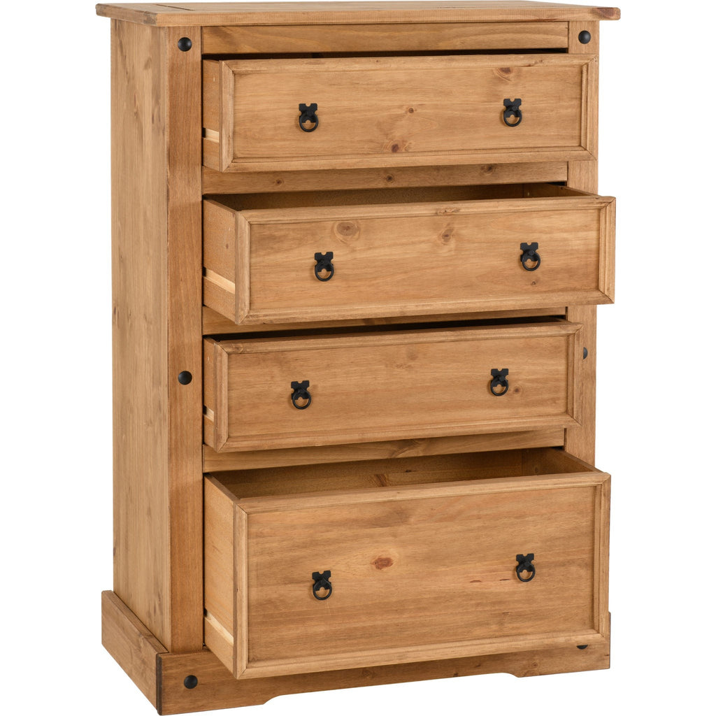Corona 4 Drawer Chest - Distressed Waxed Pine