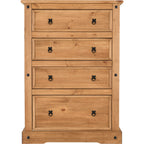 Corona 4 Drawer Chest - Distressed Waxed Pine