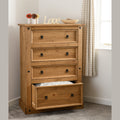 Corona 4 Drawer Chest - Distressed Waxed Pine