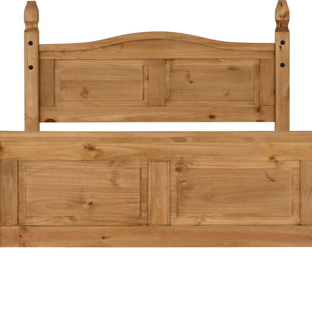 Corona 4'6" High End Bed - Distressed Waxed Pine