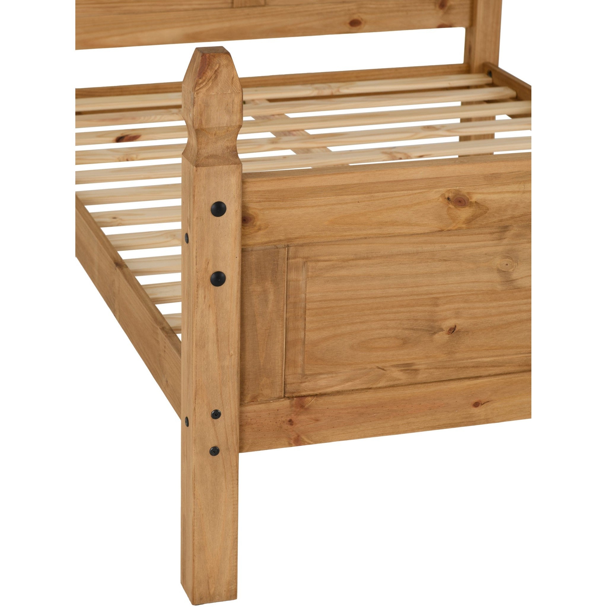 Corona 4'6" High End Bed - Distressed Waxed Pine