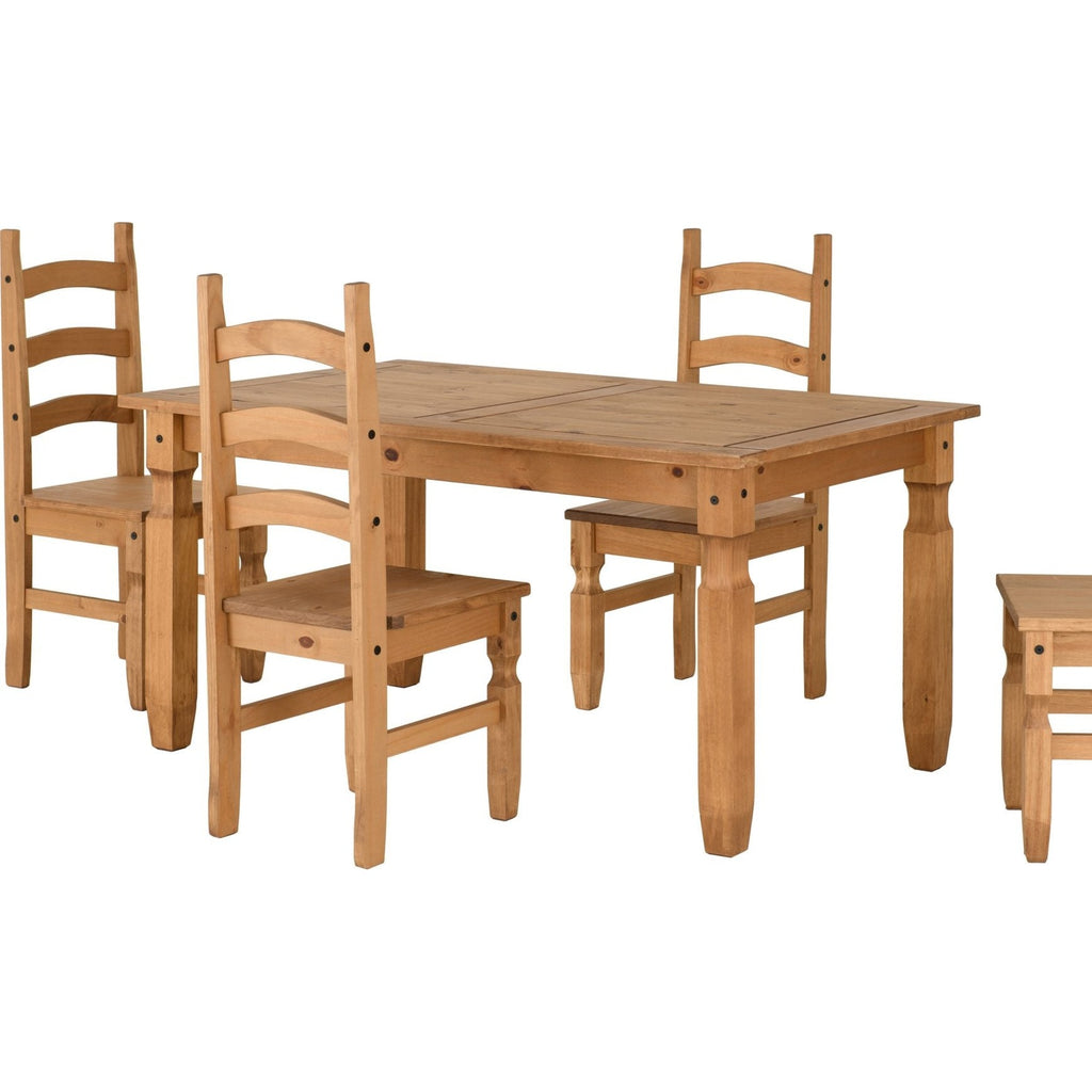 Corona 5' Dining Set X4 Chairs - Distressed Waxed Pine