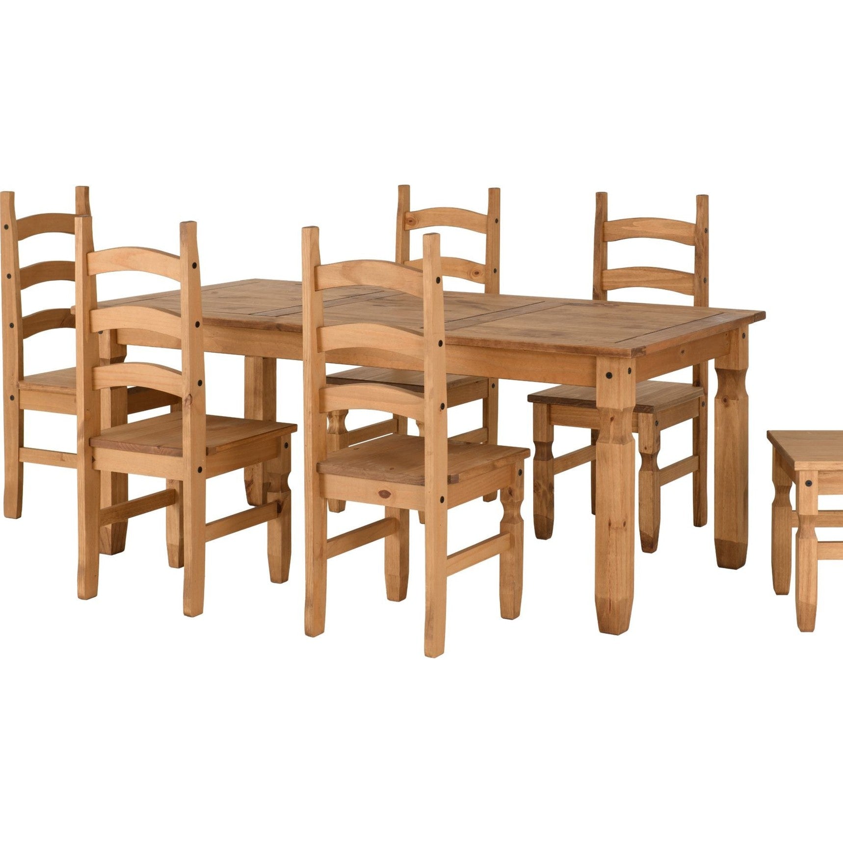Corona 6' Dining Set X6 Chairs - Distressed Waxed Pine