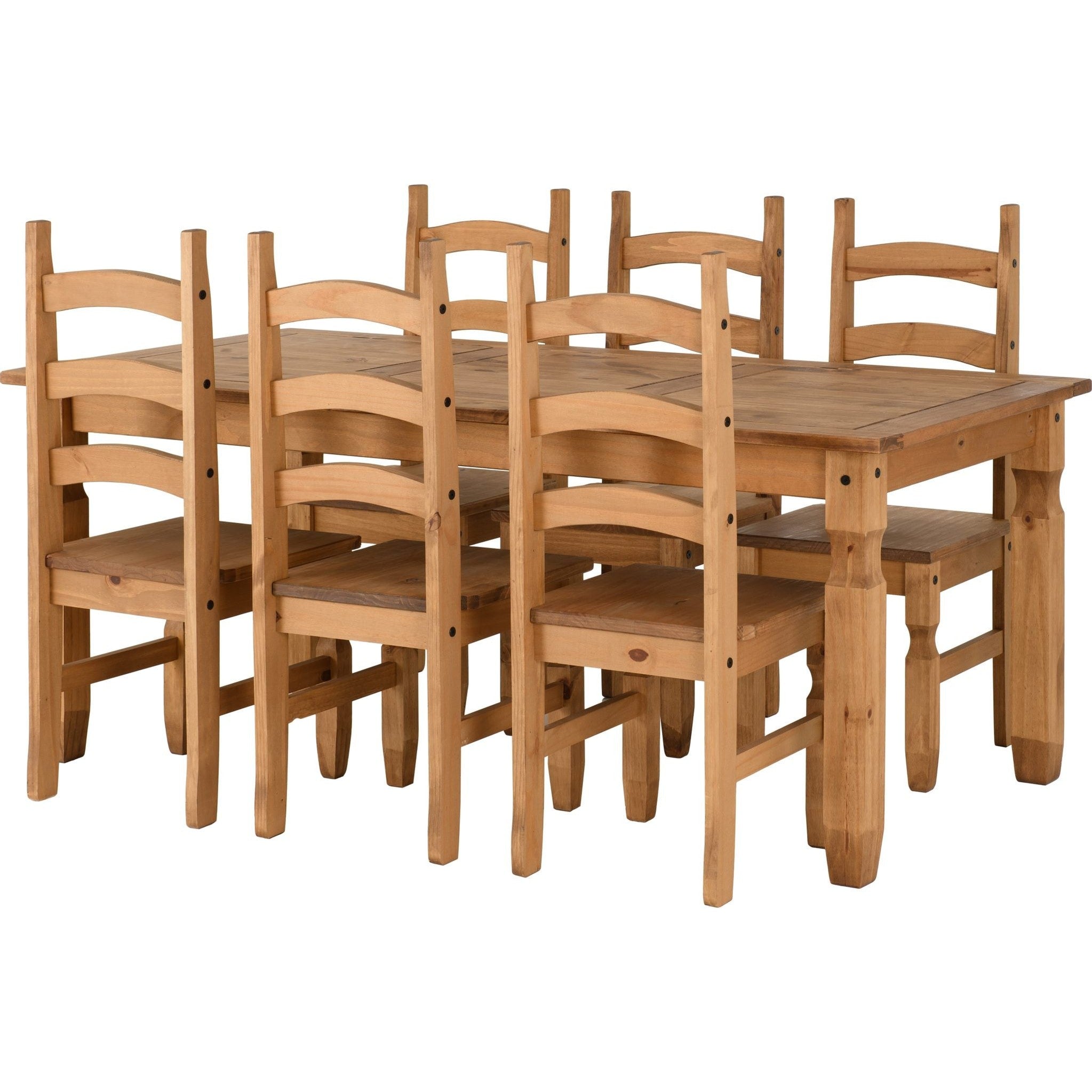Corona 6' Dining Set X6 Chairs - Distressed Waxed Pine
