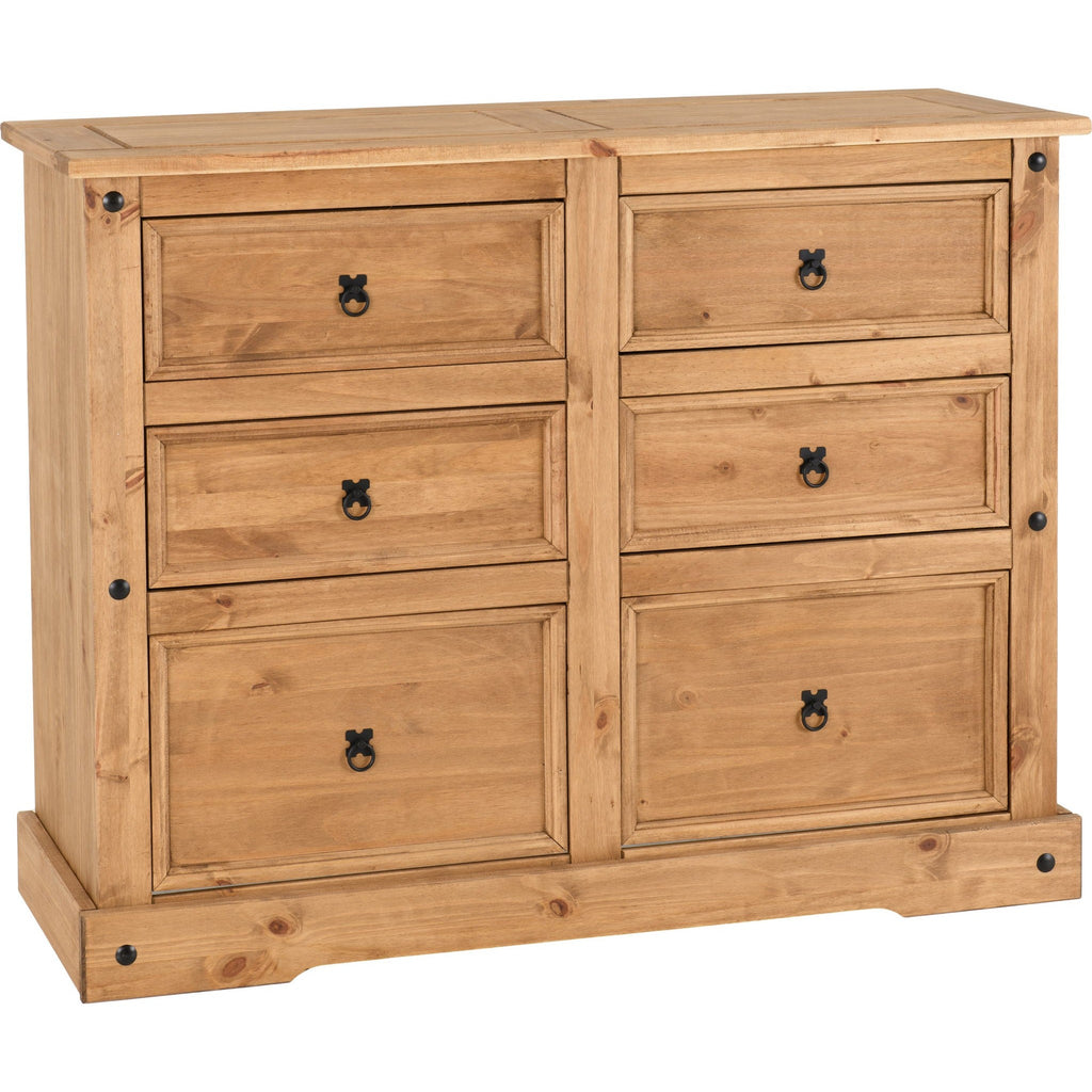 Corona 6 Drawer Chest - Distressed Waxed Pine