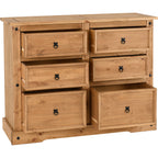 Corona 6 Drawer Chest - Distressed Waxed Pine