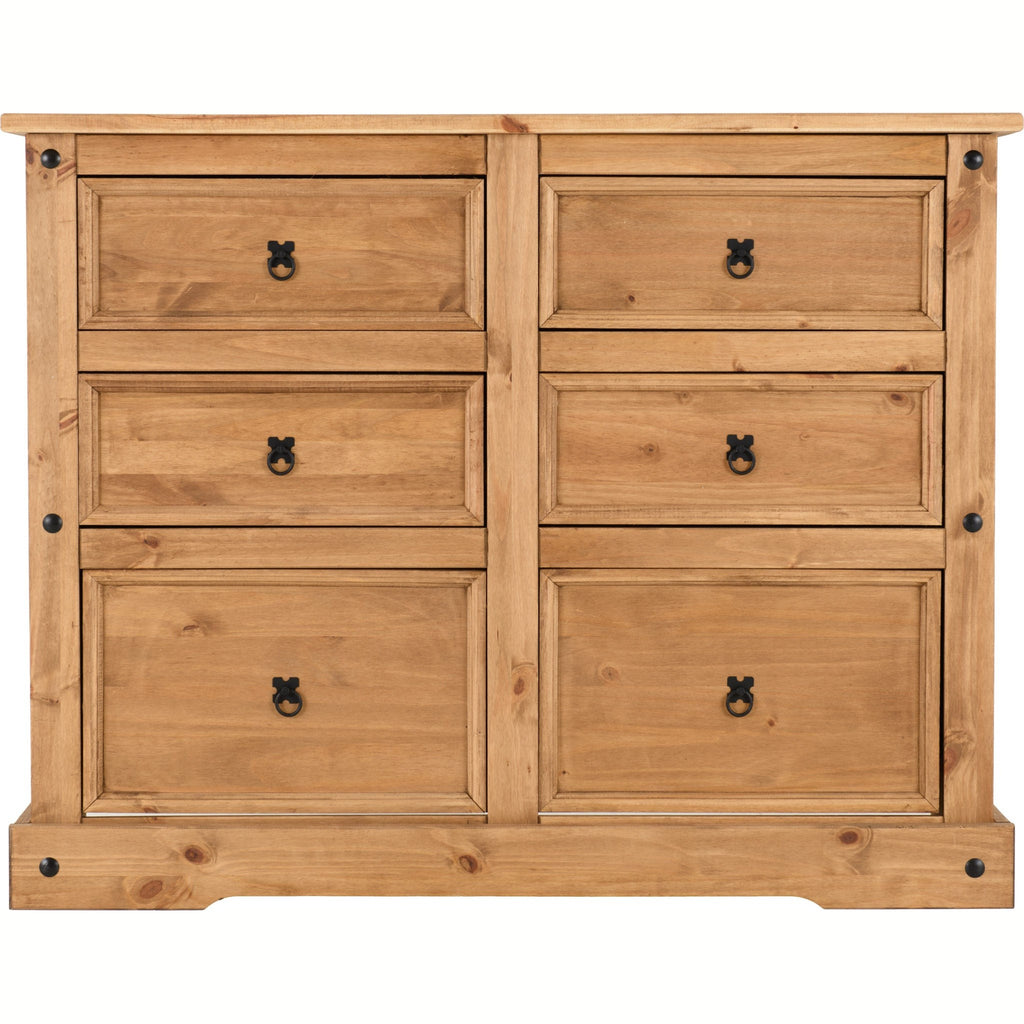 Corona 6 Drawer Chest - Distressed Waxed Pine