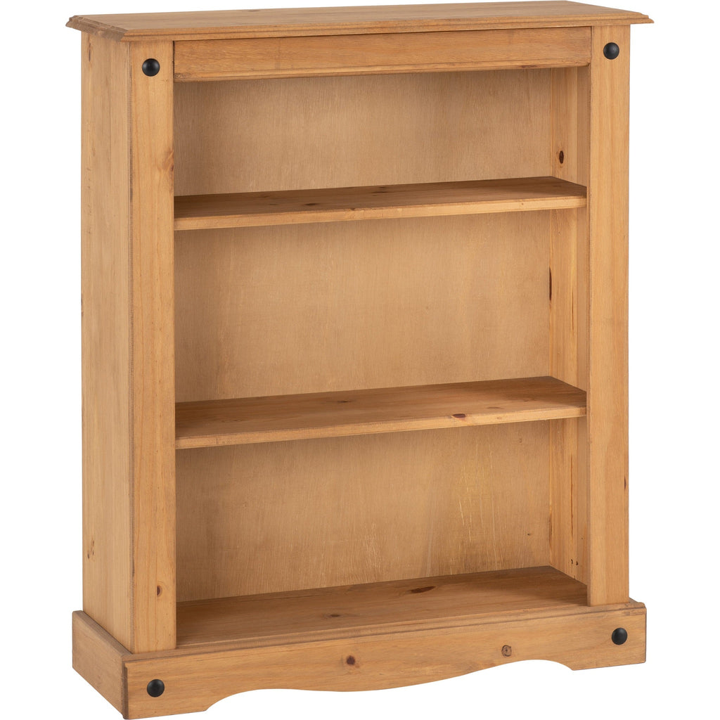 Corona Low Bookcase - Distressed Waxed Pine
