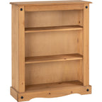 Corona Low Bookcase - Distressed Waxed Pine